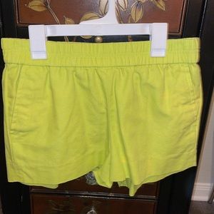 J Crew Linen Shorts. Neon Yellow.